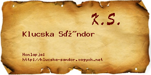 Klucska Sándor névjegykártya